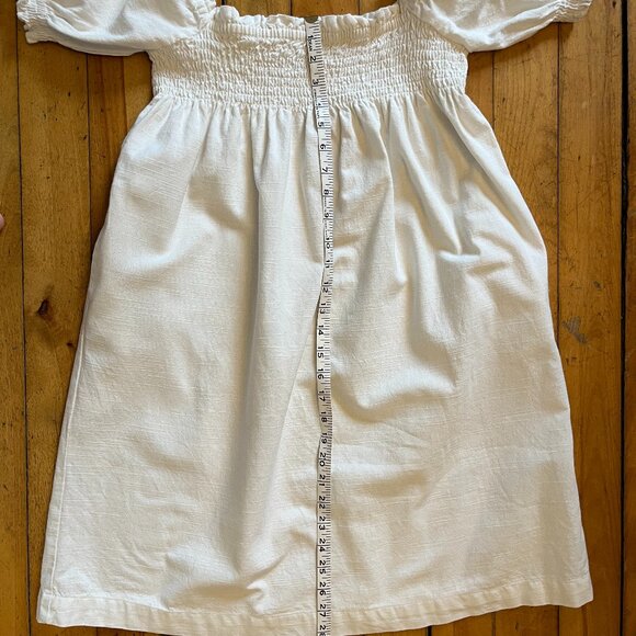Faherty White Organic Cotton Puff Sleeve Babydoll Dress, Size Large - Picture 11 of 12